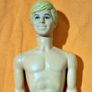 Vintage Mattel Ken Doll Blonde Hair Blue Eyes Nude 1968 Body / 1983 Head *damage